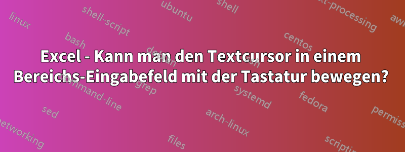 Excel - Kann man den Textcursor in einem Bereichs-Eingabefeld mit der Tastatur bewegen?