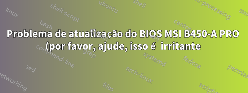 Problema de atualização do BIOS MSI B450-A PRO (por favor, ajude, isso é irritante)