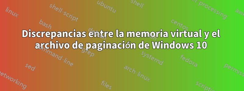 Discrepancias entre la memoria virtual y el archivo de paginación de Windows 10