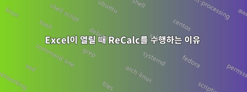 Excel이 열릴 때 ReCalc를 수행하는 이유