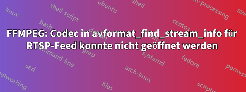 FFMPEG: Codec in avformat_find_stream_info für RTSP-Feed konnte nicht geöffnet werden