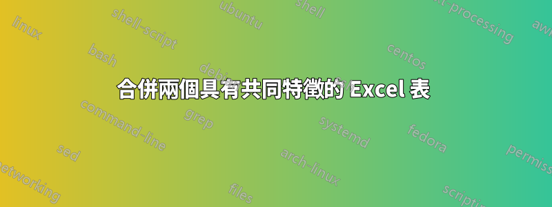 合併兩個具有共同特徵的 Excel 表