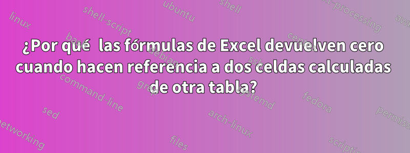 ¿Por qué las fórmulas de Excel devuelven cero cuando hacen referencia a dos celdas calculadas de otra tabla?