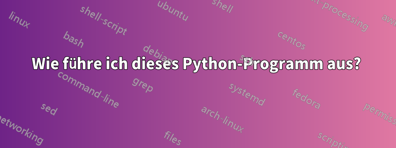 Wie führe ich dieses Python-Programm aus?