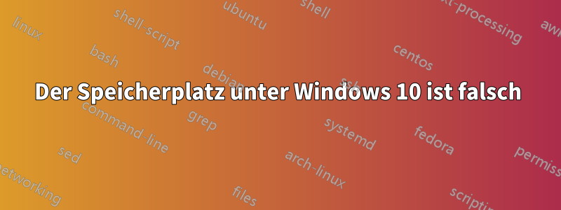 Der Speicherplatz unter Windows 10 ist falsch