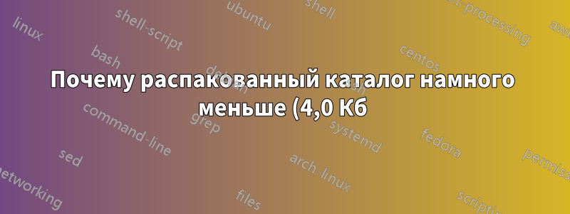 Почему распакованный каталог намного меньше (4,0 Кб), чем заархивированный (73,0 Гб)?
