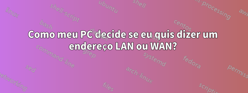 Como meu PC decide se eu quis dizer um endereço LAN ou WAN?
