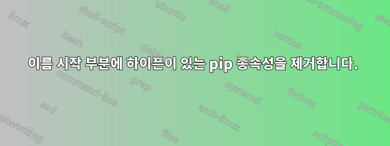 이름 시작 부분에 하이픈이 있는 pip 종속성을 제거합니다.