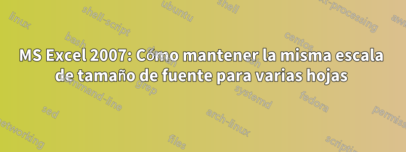 MS Excel 2007: Cómo mantener la misma escala de tamaño de fuente para varias hojas