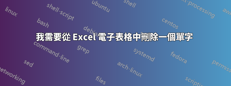 我需要從 Excel 電子表格中刪除一個單字