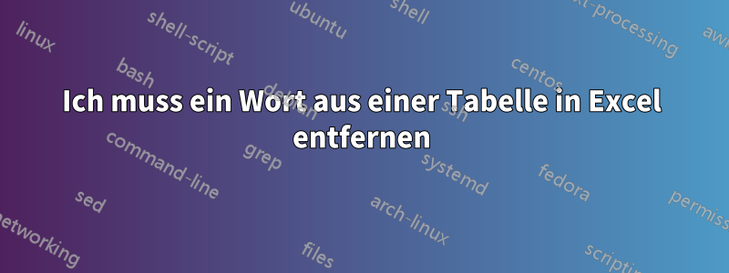 Ich muss ein Wort aus einer Tabelle in Excel entfernen