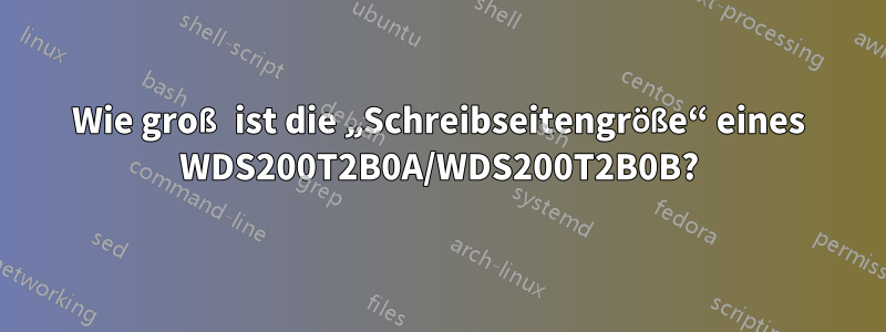 Wie groß ist die „Schreibseitengröße“ eines WDS200T2B0A/WDS200T2B0B?