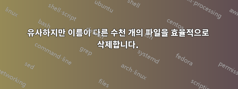유사하지만 이름이 다른 수천 개의 파일을 효율적으로 삭제합니다.
