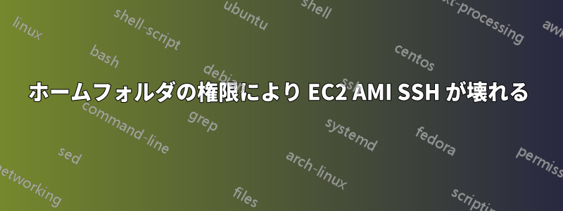 ホームフォルダの権限により EC2 AMI SSH が壊れる