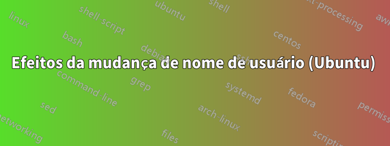 Efeitos da mudança de nome de usuário (Ubuntu)