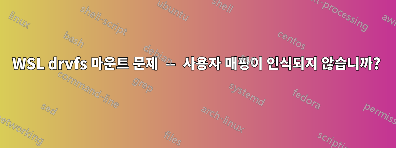 WSL drvfs 마운트 문제 — 사용자 매핑이 인식되지 않습니까?