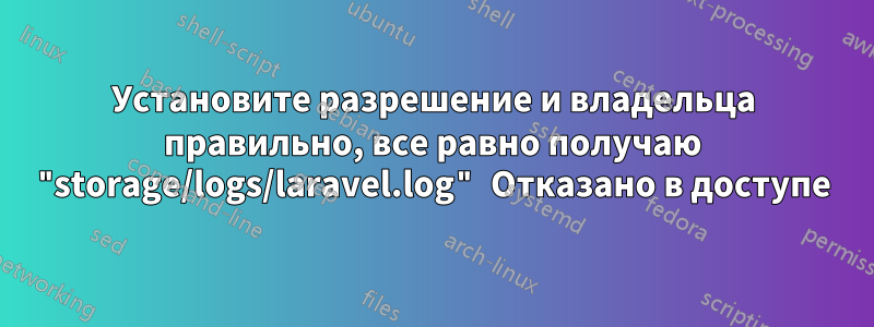 Установите разрешение и владельца правильно, все равно получаю "storage/logs/laravel.log" Отказано в доступе