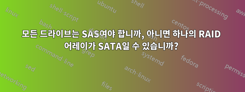 모든 드라이브는 SAS여야 합니까, 아니면 하나의 RAID 어레이가 SATA일 수 있습니까?