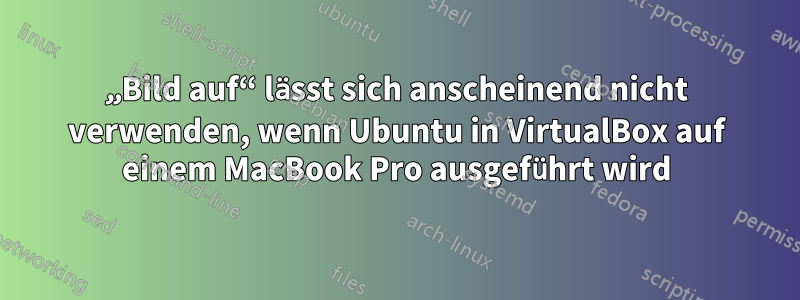 „Bild auf“ lässt sich anscheinend nicht verwenden, wenn Ubuntu in VirtualBox auf einem MacBook Pro ausgeführt wird