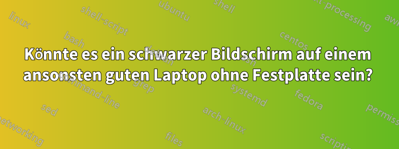 Könnte es ein schwarzer Bildschirm auf einem ansonsten guten Laptop ohne Festplatte sein?