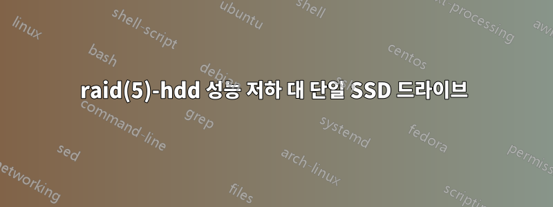 raid(5)-hdd 성능 저하 대 단일 SSD 드라이브