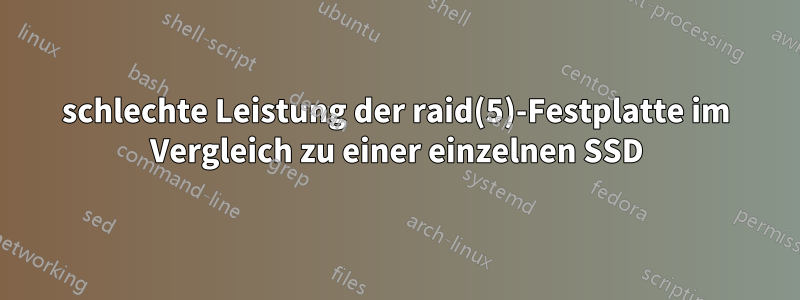 schlechte Leistung der raid(5)-Festplatte im Vergleich zu einer einzelnen SSD