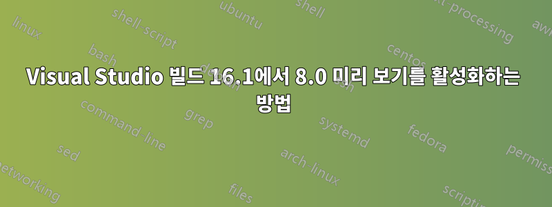 Visual Studio 빌드 16.1에서 8.0 미리 보기를 활성화하는 방법