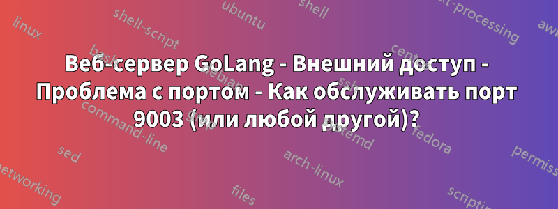 Веб-сервер GoLang - Внешний доступ - Проблема с портом - Как обслуживать порт 9003 (или любой другой)?