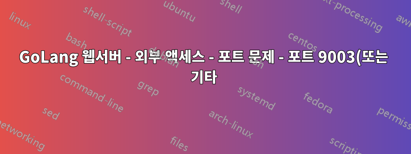 GoLang 웹서버 - 외부 액세스 - 포트 문제 - 포트 9003(또는 기타)에서 서비스를 제공하는 방법은 무엇입니까?