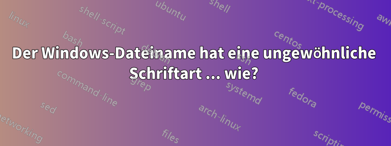 Der Windows-Dateiname hat eine ungewöhnliche Schriftart ... wie?