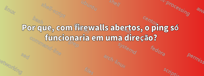 Por que, com firewalls abertos, o ping só funcionaria em uma direção?