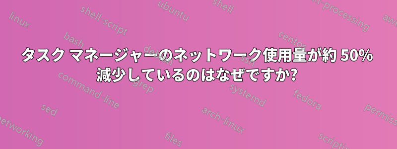 タスク マネージャーのネットワーク使用量が約 50% 減少しているのはなぜですか?