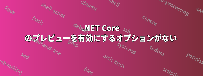 .NET Core のプレビューを有効にするオプションがない