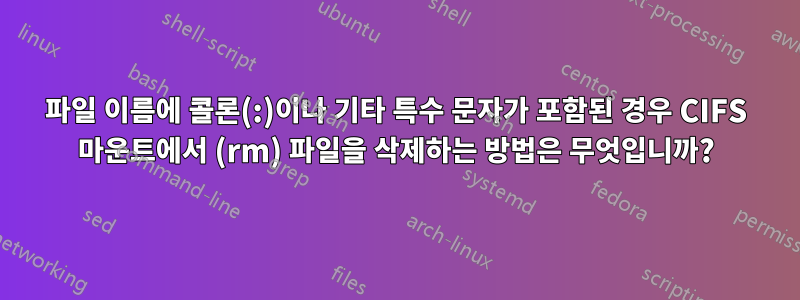 파일 이름에 콜론(:)이나 기타 특수 문자가 포함된 경우 CIFS 마운트에서 (rm) 파일을 삭제하는 방법은 무엇입니까?