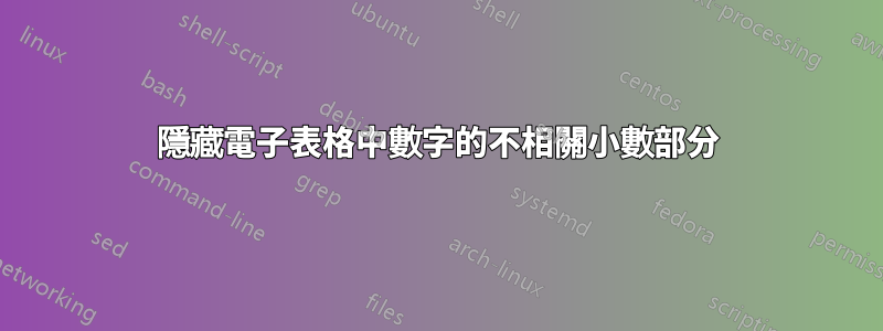 隱藏電子表格中數字的不相關小數部分