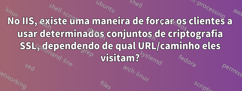 No IIS, existe uma maneira de forçar os clientes a usar determinados conjuntos de criptografia SSL, dependendo de qual URL/caminho eles visitam?