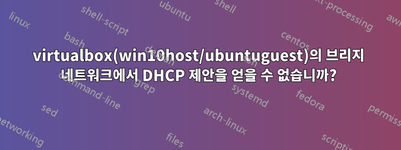 virtualbox(win10host/ubuntuguest)의 브리지 네트워크에서 DHCP 제안을 얻을 수 없습니까?