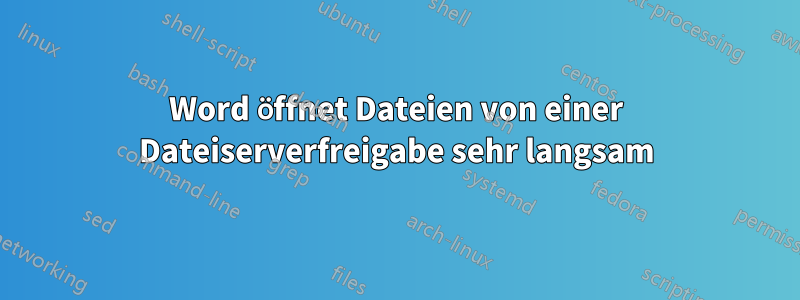 Word öffnet Dateien von einer Dateiserverfreigabe sehr langsam