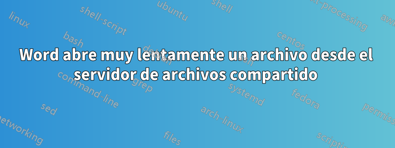 Word abre muy lentamente un archivo desde el servidor de archivos compartido