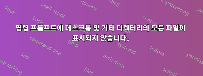 명령 프롬프트에 데스크톱 및 기타 디렉터리의 모든 파일이 표시되지 않습니다.