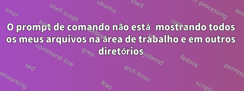 O prompt de comando não está mostrando todos os meus arquivos na área de trabalho e em outros diretórios