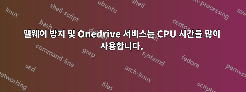 맬웨어 방지 및 Onedrive 서비스는 CPU 시간을 많이 사용합니다.