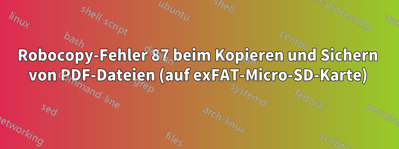 Robocopy-Fehler 87 beim Kopieren und Sichern von PDF-Dateien (auf exFAT-Micro-SD-Karte)