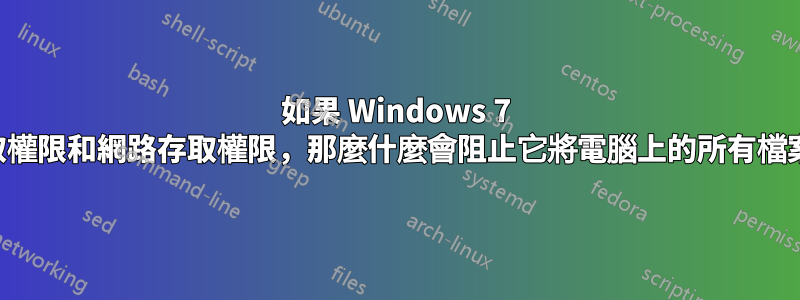 如果 Windows 7 上的軟體具有儲存存取權限和網路存取權限，那麼什麼會阻止它將電腦上的所有檔案傳送到外部伺服器？