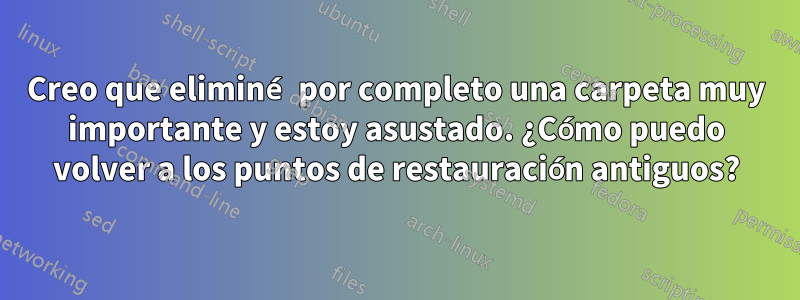 Creo que eliminé por completo una carpeta muy importante y estoy asustado. ¿Cómo puedo volver a los puntos de restauración antiguos?