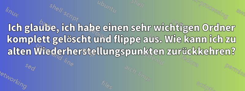 Ich glaube, ich habe einen sehr wichtigen Ordner komplett gelöscht und flippe aus. Wie kann ich zu alten Wiederherstellungspunkten zurückkehren?