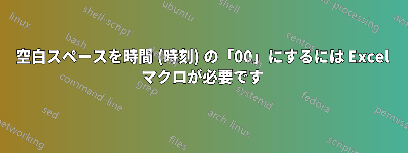 空白スペースを時間 (時刻) の「00」にするには Excel マクロが必要です