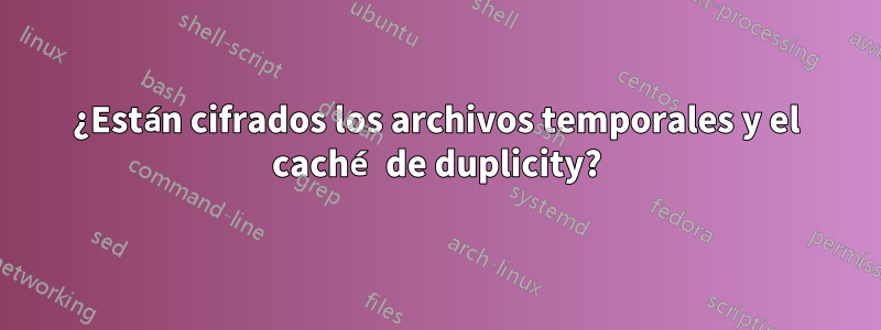 ¿Están cifrados los archivos temporales y el caché de duplicity?