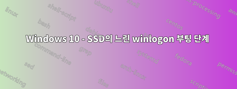 Windows 10 - SSD의 느린 winlogon 부팅 단계