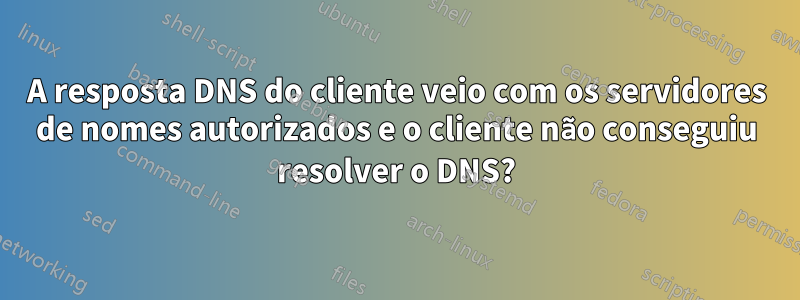 A resposta DNS do cliente veio com os servidores de nomes autorizados e o cliente não conseguiu resolver o DNS?